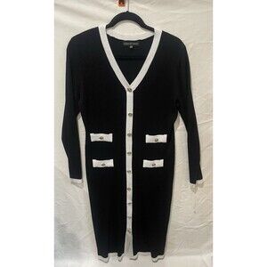 Womens Almost Famous Long Sleeves Dress Size XXL Black & White